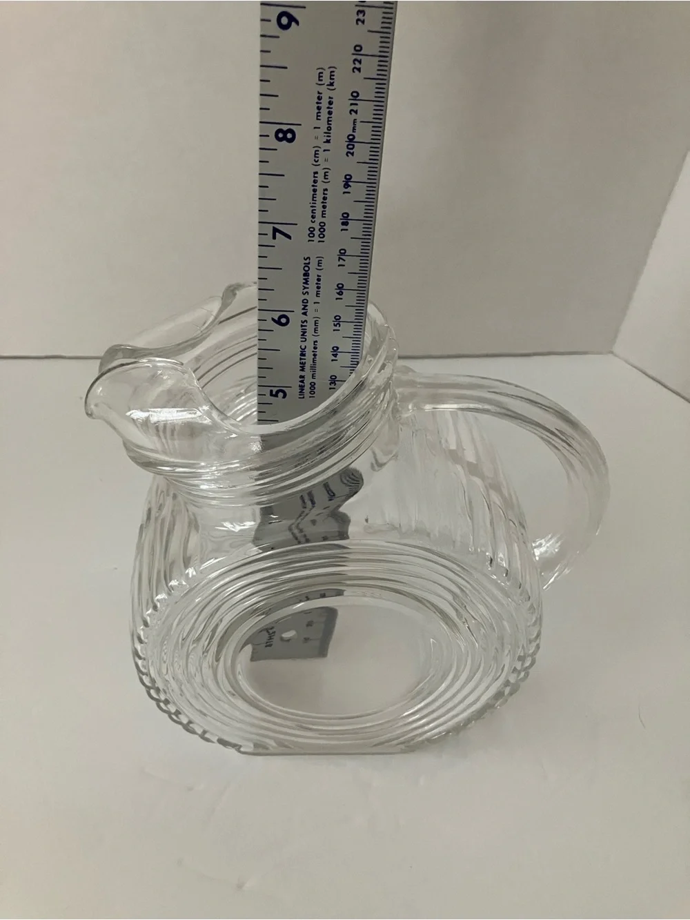 Vintage Federal Glass “Big Ben” Clear Ribbed Glass Pitcher
